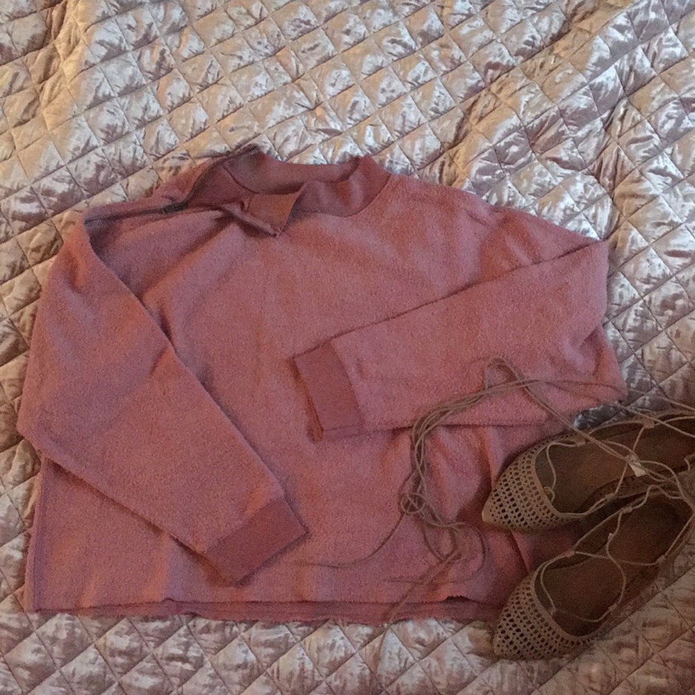 American Eagle Zip Off the Shoulder Sweatshirt